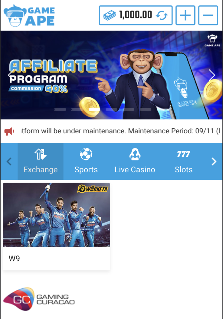 Gameape sports exchange and cricket betting online